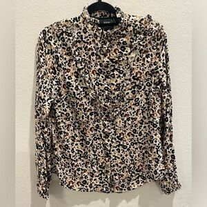 Maeve by Anthropologie Ruffles Long Sleeve Button Down Shirt Size 6